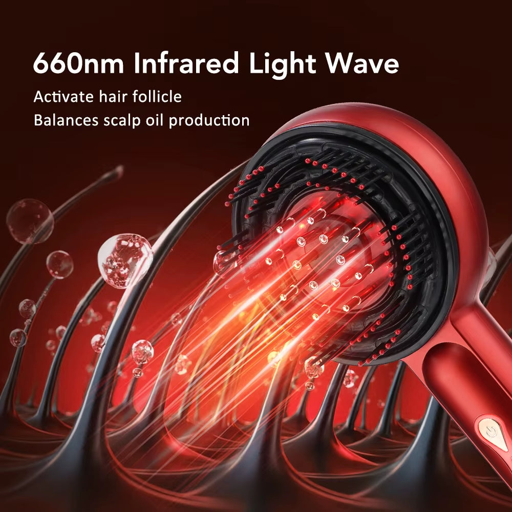 Electric Vibration Massage Comb Red Blue Light Therapy Hair Growth Massage Scalp Brush Oil Liquid Applicator Head Massager