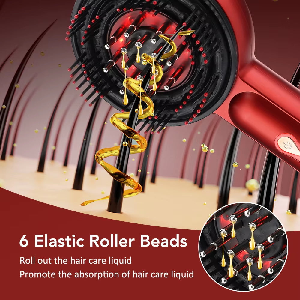 Electric Vibration Massage Comb Red Blue Light Therapy Hair Growth Massage Scalp Brush Oil Liquid Applicator Head Massager