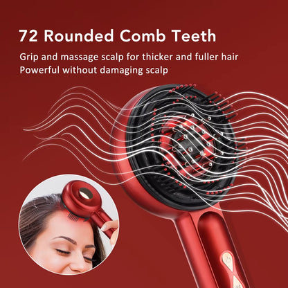 Electric Vibration Massage Comb Red Blue Light Therapy Hair Growth Massage Scalp Brush Oil Liquid Applicator Head Massager