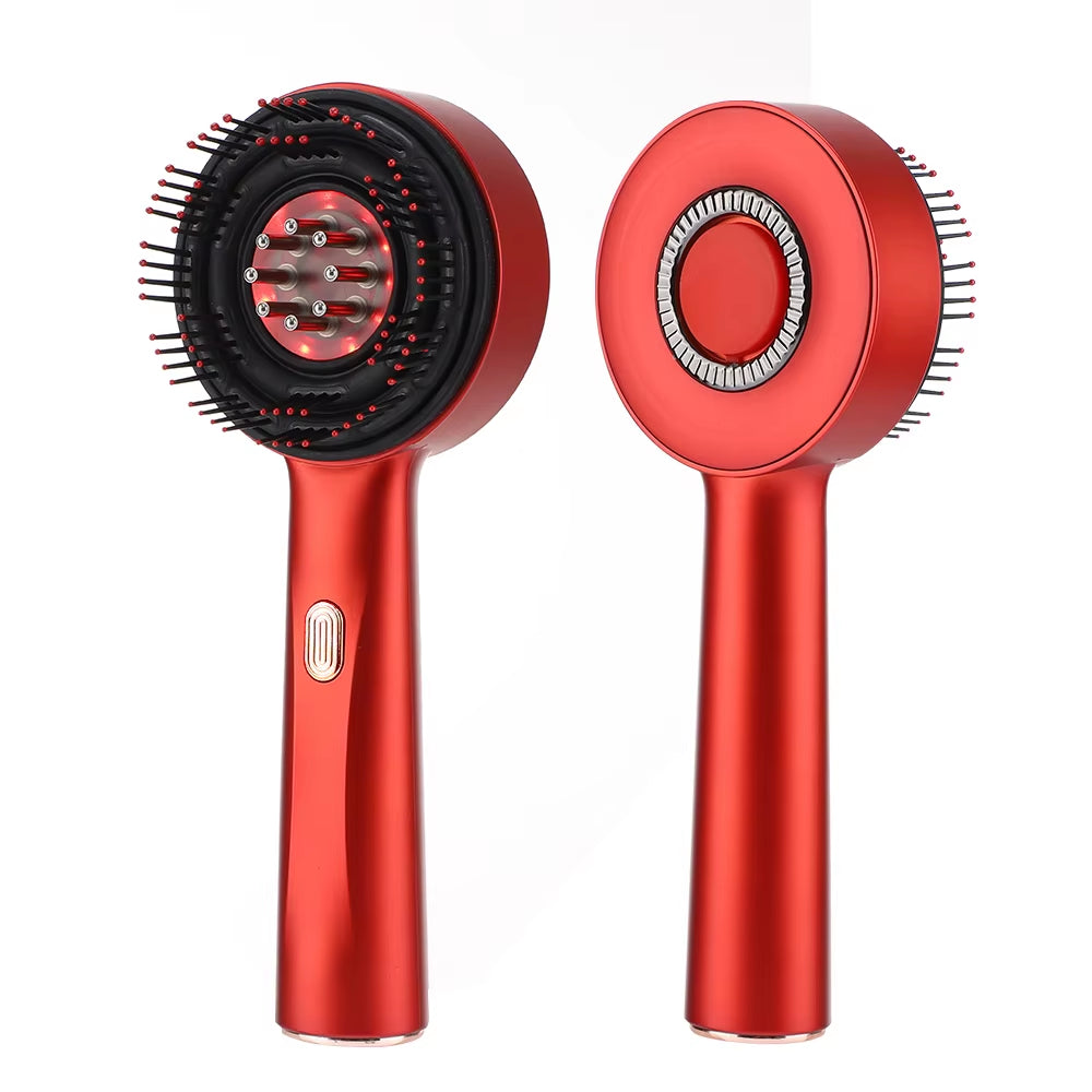Electric Vibration Massage Comb Red Blue Light Therapy Hair Growth Massage Scalp Brush Oil Liquid Applicator Head Massager
